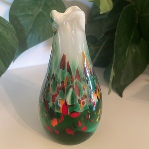Vintage Murano Glass Miniature Bud Vase! Cased white interior!